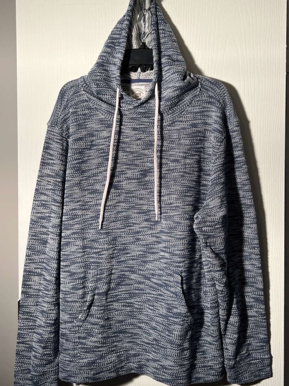 True Craft Men’s Coastal/Beachy Space-dye Pullover Knit Hoodie Blue Size XL
